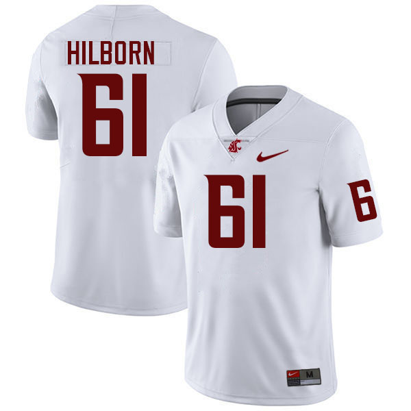 Men #61 Christian Hilborn Washington State Cougars College Football Jerseys Stitched-White